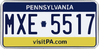PA license plate MXE5517