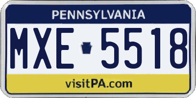PA license plate MXE5518