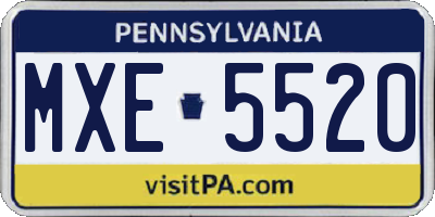PA license plate MXE5520