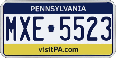 PA license plate MXE5523