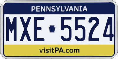 PA license plate MXE5524
