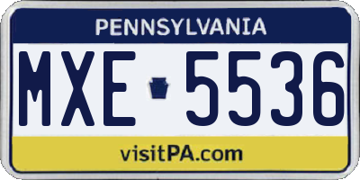 PA license plate MXE5536