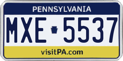 PA license plate MXE5537