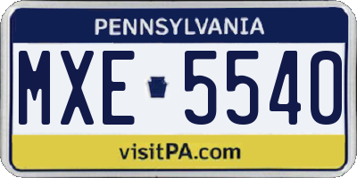 PA license plate MXE5540