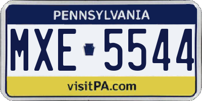 PA license plate MXE5544