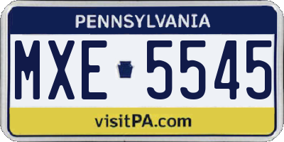 PA license plate MXE5545