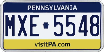 PA license plate MXE5548