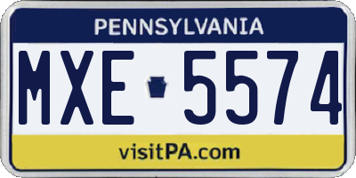 PA license plate MXE5574