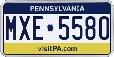 PA license plate MXE5580