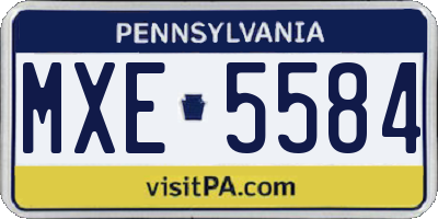 PA license plate MXE5584