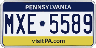 PA license plate MXE5589