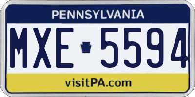 PA license plate MXE5594