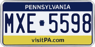 PA license plate MXE5598