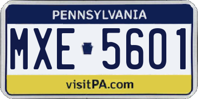 PA license plate MXE5601