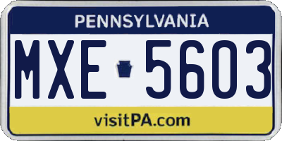 PA license plate MXE5603