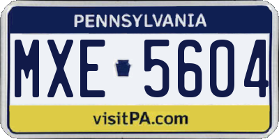 PA license plate MXE5604