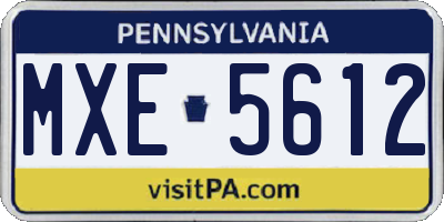 PA license plate MXE5612