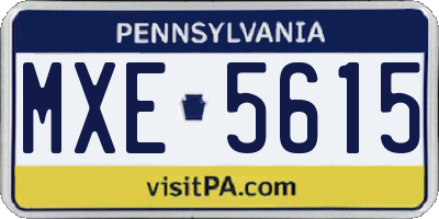PA license plate MXE5615