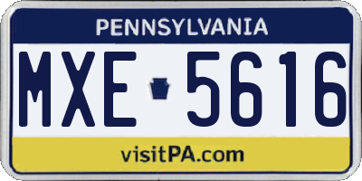 PA license plate MXE5616