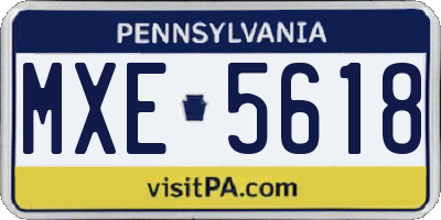 PA license plate MXE5618