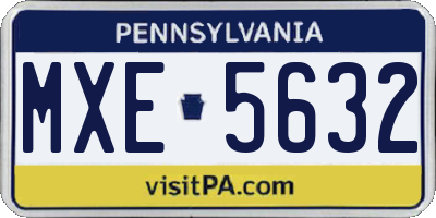 PA license plate MXE5632