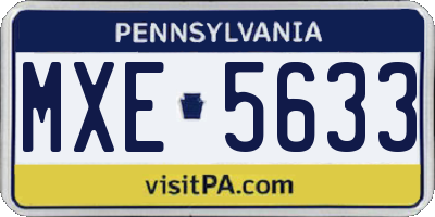 PA license plate MXE5633