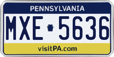 PA license plate MXE5636