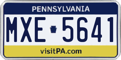 PA license plate MXE5641