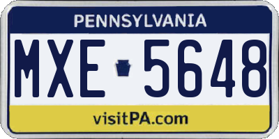 PA license plate MXE5648