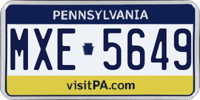 PA license plate MXE5649