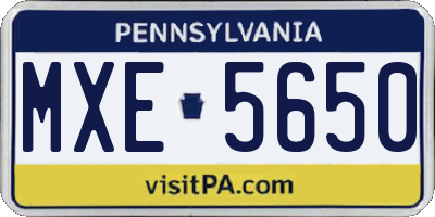 PA license plate MXE5650