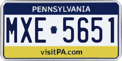 PA license plate MXE5651