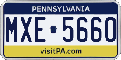 PA license plate MXE5660