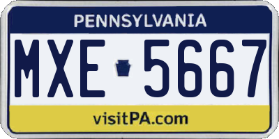 PA license plate MXE5667