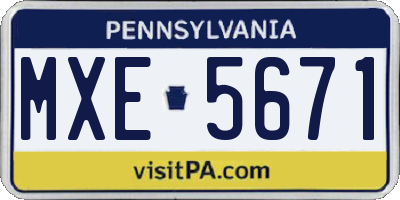 PA license plate MXE5671