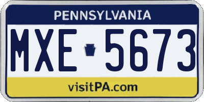 PA license plate MXE5673