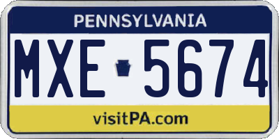PA license plate MXE5674