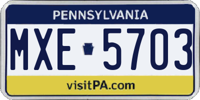 PA license plate MXE5703