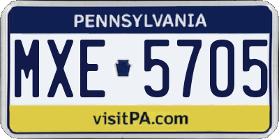 PA license plate MXE5705