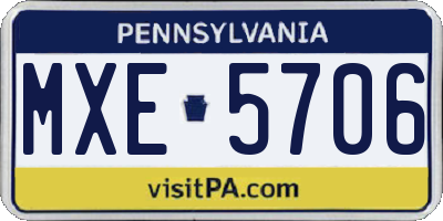 PA license plate MXE5706