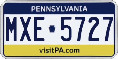 PA license plate MXE5727