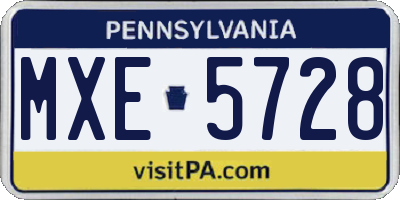 PA license plate MXE5728