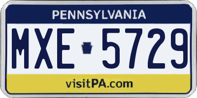 PA license plate MXE5729