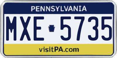 PA license plate MXE5735