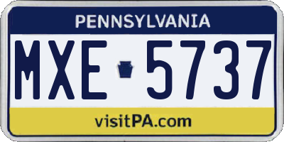 PA license plate MXE5737