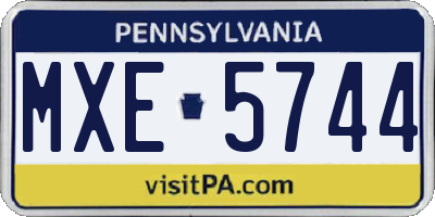 PA license plate MXE5744