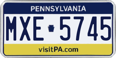 PA license plate MXE5745