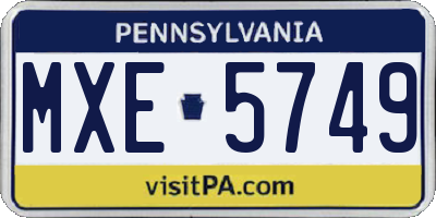 PA license plate MXE5749