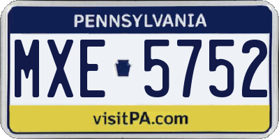 PA license plate MXE5752