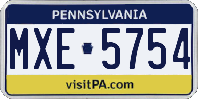 PA license plate MXE5754